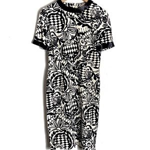 A.J. Bari Black and off white Silk Beaded Dress